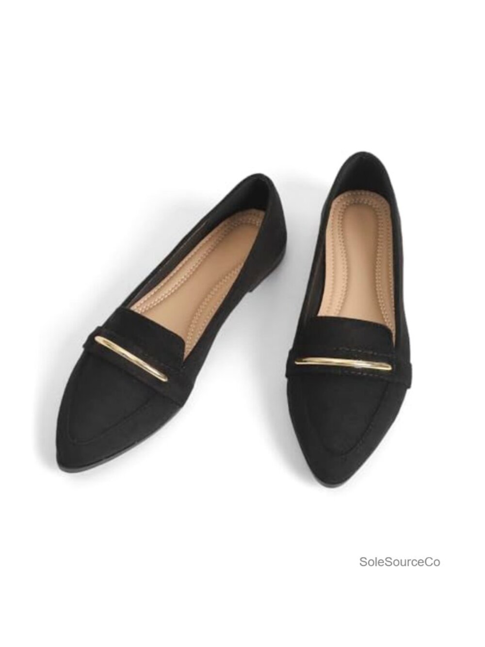 Women's Pointed Toe Faux Suede Penny Loafers - Work Ballet Flats